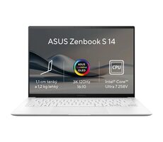 Asus Zenbook S 14 OLED biela / 14 "2.8KT / Intel Core Ultra 7 258V 2.2GHz / 32GB / 1TB SSD / Intel Arc / W11P 
