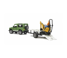 Bruder 02593 Land Rover Defender s prepravníkom + mikrobager JCB / 1:16 / od 4 rokov