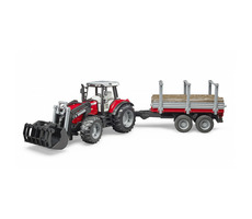 Bruder 02046 Massey Ferguson 7480 s čelným nakladačom a prepravníkom dreva / 1:16 / od 3 rokov