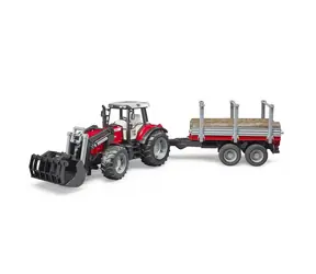 Bruder 02046 Massey Ferguson 7480 s čelným nakladačom a prepravníkom dreva / 1:16 / od 3 rokov