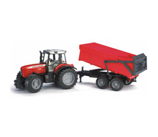 Bruder 02045 Traktor Massey Ferguson 7480 s vozidlom / 1:16 / od 3 rokov