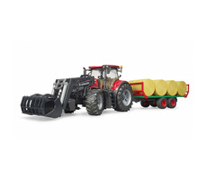 Bruder 3198 Traktor Case IH Optum 300 CVX s čelným nakladačom a prepravníkom na balíky / 4+