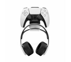 FIXED Závesný nabíjací dok pre ovládač DualSense PlayStation 5 s hákom pre slúchadlá čierno-biely