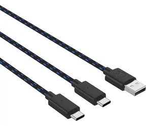 Venom VS5002 čierna / Napájací kábel pre PS5 ovládače / 2x USB-C / 3m