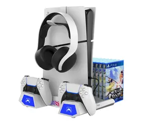 iPega P5S023 Multifunkčný Nabíjací RGB Stojan s Chladením pre PS5/PS5 Slim biela
