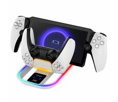 iPega P5P11 Charger Dock s RGB 2v1 pre Playstation Portal Remote Player a PS5 Ovládač biela
