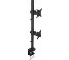 Techly Dvojité rameno na LED|LCD 13&quot;-27&quot; 2x10kg / svorka / na stôl / zvislé nastaviteľné / VESA / čierna