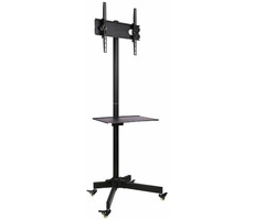 Techly Mobilný stojan pre TV LCD|LED|Plazma 23&quot;-55&quot; 25kg / VESA / sklopný / polica / čierna