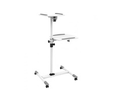 Techly Univerzálny vozík pre projektor | notebook s dvoma policami biela / výška 70-110 cm / Rozmery 57 x 53 cm
