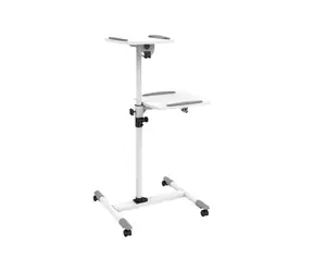 Techly Univerzálny vozík pre projektor | notebook s dvoma policami biela / výška 70-110 cm / Rozmery 57 x 53 cm