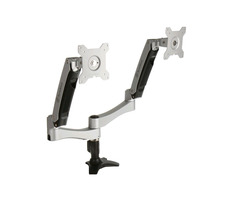 SilverStone ARM22SC kovový držiak pre dva monitory do 24&quot; strieborná / Vesa 75x75 &amp; 100x100 / pivot / 10 kg nosnosť