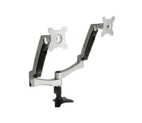 SilverStone ARM22SC kovový držiak pre dva monitory do 24" strieborná / Vesa 75x75 &amp; 100x100 / pivot / 10 kg nosnosť