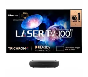 Hisense 100L9HD čierna / Laserový projektor / 4K / HDR / 3000 lm / HDMI / USB / Wi-Fi / LAN / BT / repro 2x20W
