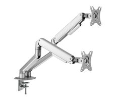 White Shark GMS-3208 NEFERITES II držiak pre 2 monitory do 32" strieborná / štandardy VESA 75x75 & 100x100 / nosnosť 9kg