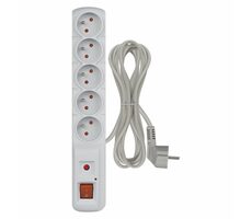 Porte Prepäťová ochrana 230V 5 zásuviek 3M sivá s vyp.
