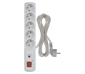 Porte Prepäťová ochrana 230V 5 zásuviek 3M sivá s vyp.