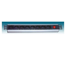 PremiumCord Panel napájací 1U do 19&quot; racku / 8x230V / prepäťová ochrana / 2m kábel / vypínač