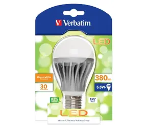 Verbatim LED žiarovka E27 (5,5W) / 380lm / typ A / teplá biela