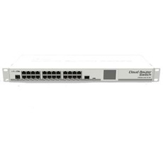 MikroTik CRS125-24G-1S-RM / Cloud Router Switch / Atheros AR9344 CPU / 128MB RAM / 24x Gigabit LAN / 1xSFP / RouterOS L5 / LCD panel