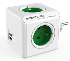 PowerCube Original USB zelená / 4 zásuvky / 2x USB Port