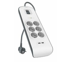 Belkin BSV604 prepäťová ochrana / 6-zásuvok / 2xUSB 2.4A / 2m / biela