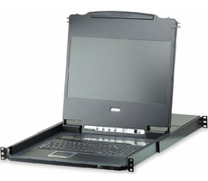Aten CL-6708MW / 8- Port KVM USB / DVI / OSD / Single Rail rack / 17.3" FHD LCD / touchpad / klávesnica