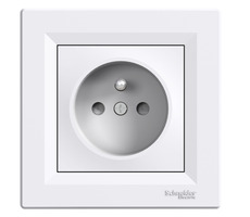 Schneider Electric Asfora - zásuvka 2P + PE - clonky - 16A - biela