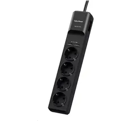 CyberPower P0420SUD0-DE čierna / Prepäťová ochrana / 4 zásuvky / vypínač / 2x USB / 1.8 m