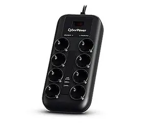 CyberPower P0820SUF0-DE čierna / Prepäťová ochrana / 8 zásuviek / vypínač / 2x USB / 1.8 m