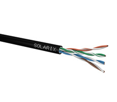 Solarix inštalačný kábel CAT5E 305m gelový čierna / vonkajšia inštalácia / PE plášť / netienený / box