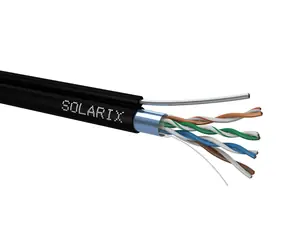 Solarix inštalačný kábel CAT5E FTP 305m samonosný čierna / vonkajšia inštalácia / PE plášť / tienený / cievka