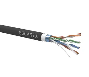 Solarix inštalačný kábel CAT5E FTP 305m dvojitý plášť čierna / vonkajšia inštalácia / PVC + PE plášť / tienený / cievka