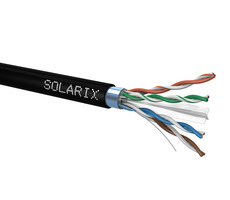 Solarix inštalačný kábel CAT6 FTP 500m čierna / vonkajšia inštalácia / PE plášť / tienený / cievka