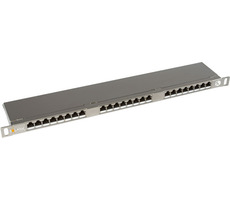 Solarix patch panel 24x RJ45 CAT5E STP s vyväzovacou lištou / 0.5U / šedá