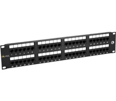 Solarix patch panel 48x RJ45 CAT5E UTP / 2U / čierna