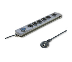 Qoltec 50165 Prepätová ochrana Quick Switch (6 zásuviek) / vypínač / šedá / 1.8m