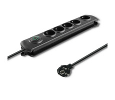 Qoltec Prepäťová ochrana Quick Switch (5 zásuviek) čierna / vypínač / 1.8m