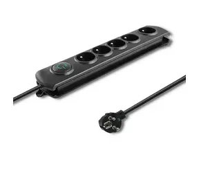 Qoltec Prepäťová ochrana Quick Switch (5 zásuviek) čierna / vypínač / 1.8m