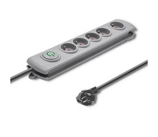 Qoltec Prepäťová ochrana Quick Switch (5 zásuviek) sivá / vypínač / 1.8m