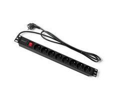 Qoltec 54471 Power strip pre RACK 19&quot; s 8 zásuvkami 2m čierna / 1U / 16A / PDU