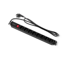 Qoltec 54471 Power strip pre RACK 19" s 8 zásuvkami 2m čierna / 1U / 16A / PDU