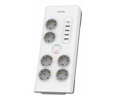 Philips SPN7060WA/58 biela / Prepäťová ochrana / Schuko / 6 zásuviek / USB-A &amp; USB-C / 2m