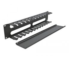 DeLock 2U Spojovací panel pre správu káblov 19" čierna