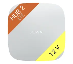 AJAX Hub 2 4G (8EU/ ECG) ASP 12V white / Centrálny ovládací panel / Ethernet + 2x GSM SIM / LTE