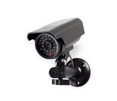 Nedis Atrapa bezpečnostné kamery čierna / Valcová / IP44 / solárny panel / Vonkajšie / Vrátane držiaka na stenu 