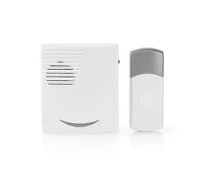 Nedis DOORB211WT biela / Bezdrôtový zvonček / 1x CR2032 / 80 dB / až 300 m / IP44 / 36 melódií