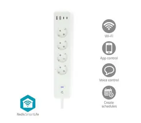 Nedis SmartLife Predlžovací Prívod / Wi-Fi / USB A / USB-C / 16 A / 3680 W / 2.00 m / 0 - 55 ° C / Android & iOS