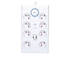Solight PO80 prepäťová ochrana biela / 370J / 8 zásuviek / 2m