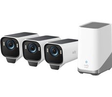 Anker Eufy S3 Pre biela / Vonkajšia IP kamera so solárnym nabíjaním / 3x kamera + jednotka HomeBase 3 / 4K