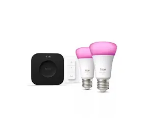 Philips Hue Štartovacia sada LED 2x 8.1W / 2x žiarovky E27 + Bridge PRO + vypínač so stmievačom / 2x 1100 lm / 1000-20000K